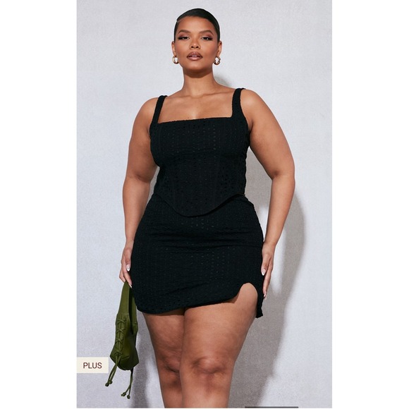 PrettyLittleThing Dresses & Skirts - NWT Pretty Little Thing Black Eyelet Corset and Skirt Women's Size‎ US 26 Set